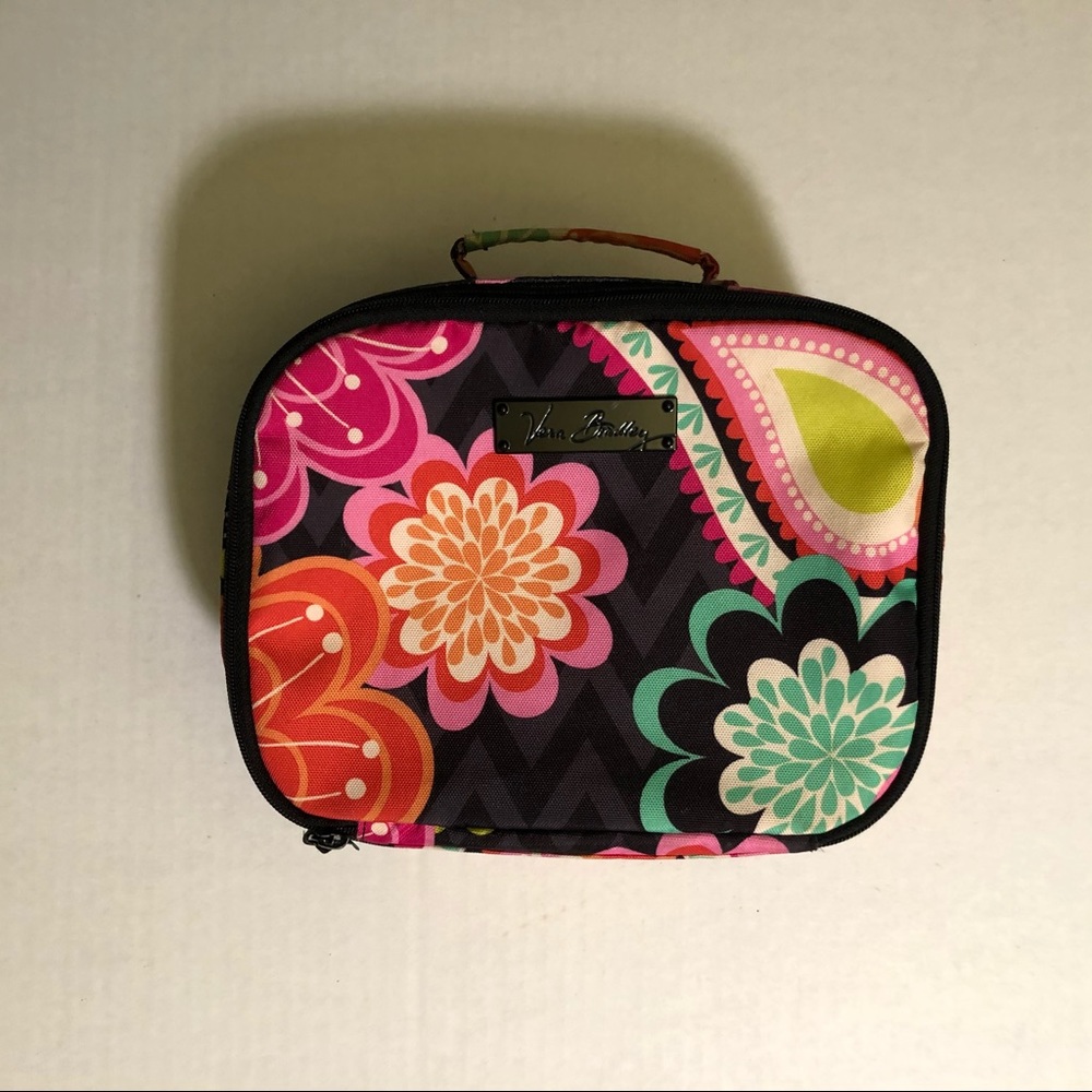 Zip Lunch Bag/Pack Floral Black Background Insulat